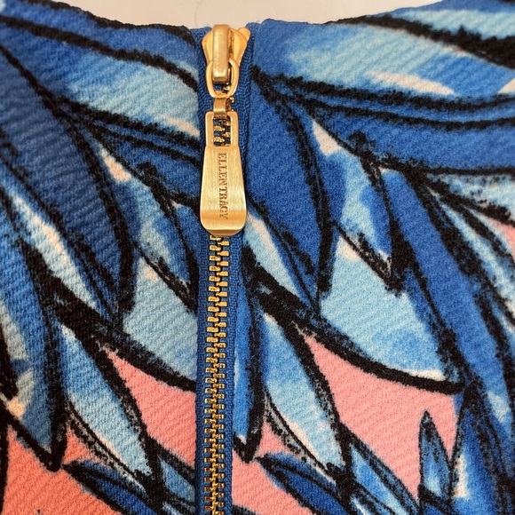 Ellen Tracy Floral Graphic Crepe Dress Blue Pink Size 8 - Picture 4 of 8